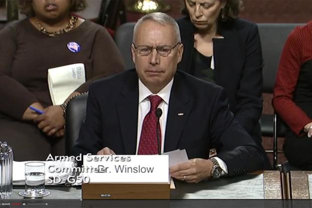 Retired Air Force Col. Dean L. Winslow (Screen grab from November 7, 2017 Senate Armed Service Committee hearing)