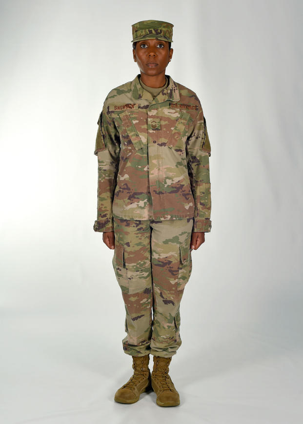 The U.S. Air Force is adopting the Army's Operational Camouflage Pattern as its new combat uniform and will begin incrementally phasing it in beginning Oct. 1.  The OCP's colors vary by location -- desert vs. forest, for example. It generally has a four-to-six color palette incorporating greens, beiges, browns, tans and greys. Courtesy of Air Force