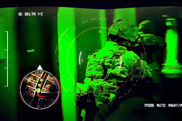 The Defense Department’s Close Combat Lethality Task Force supports innovative technology with DoD dollars, such as the Army’s program to equip infantry units with a heads-up display designed to provide a digital weapon-sight reticle, as well as tactical data about the battlefield environment. Army photo