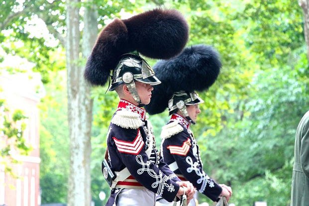 First Troop Philadelphia City Cavalry in their signature dress uniforms and bearskin helmets at this year’s Fourth of July event at the Liberty Bell. The troop dates back to 1774. (First Troop Philadelphia City Cavalry)