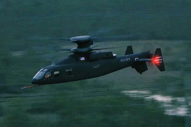 Sikorsky-Boeing SB-1 Defiant prototype helicopter during a recent test flight that achieved 205 knots. 