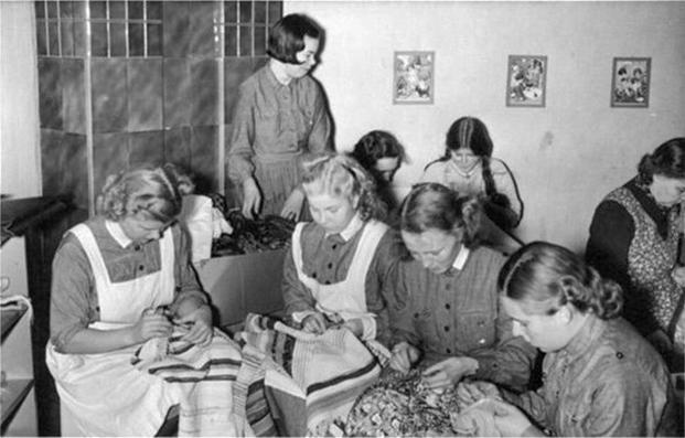 Finnish women preparing gifts and donations to be sent to the military during the Winter War, 1939-1940.