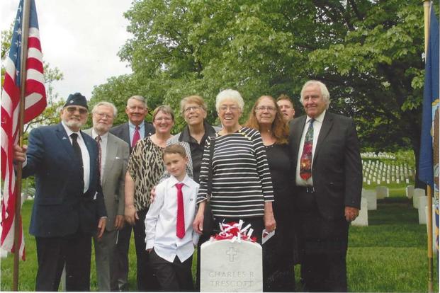 Three generations of the Trescott family gathered April 21, 2017, at Arlington National Cemetery, to commemorate the new gravestone listing the Silver Star for the late Charles R. Trescott, a veteran of the Vietnam War. (Photo courtesy Bill Ivory)