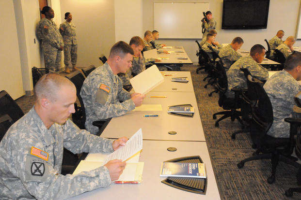 Soldier Taking Exam