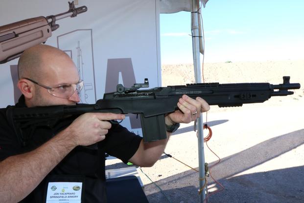 Springfield Armory showed off its new SOCOM 16 CQB rifle out for range day on Jan. 18, 2016, at SHOT Show in Las Vegas. (Photo by Matthew Cox/Military.com)