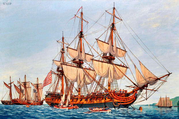 Continental Navy frigate Confederacy. Painting by William Nowland Van Powell. (U.S. Navy)