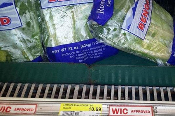 Produce prices at two commissaries in Guam surged late last year, increasing the price of bagged romaine lettuce to $10.69. (Photo courtesy Kelsey Pauxtis-Thomas)