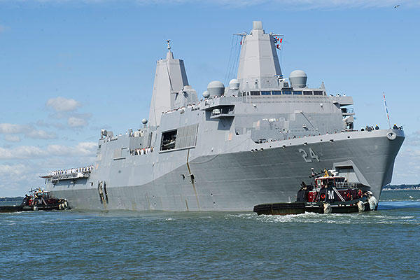 Official U.S. Navy file photo of amphibious transport dock USS Arlington (LPD 24).
