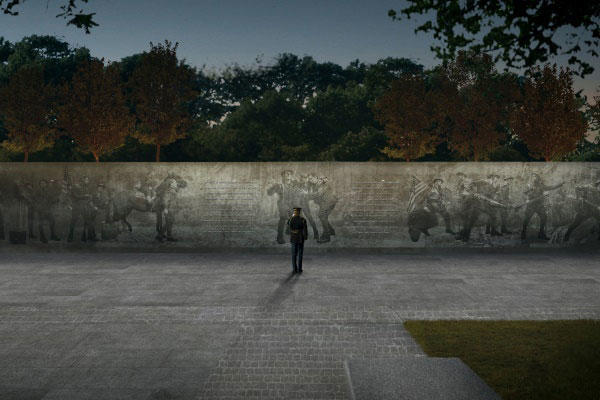 An artist’s image of the new World War I memorial, "The Weight of Sacrifice" (Image courtesy The United States World War One Centennial Commission)