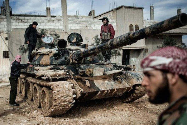 Syrian rebels with tank.