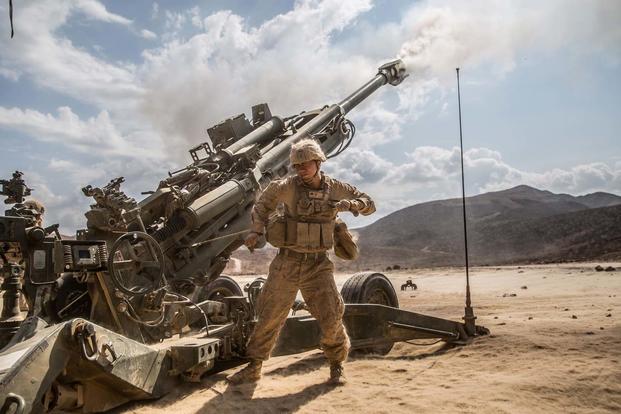 FILE PHOTO -- U.S. Marines from the The 11th MEU fire their M777 Lightweight 155mm Howitzer during Exercise Alligator Dagger, Dec. 18, 2016. (U.S. Marine Corps/Lance Cpl. Zachery C. Laning)