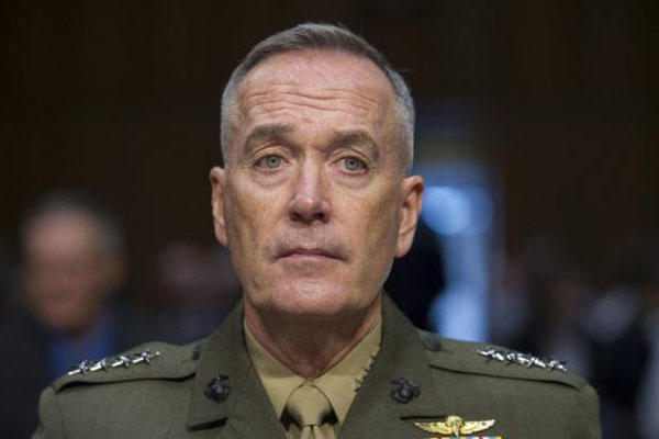 Marine Corps Commandant Gen. Joseph Dunford, Jr., testifies during his Senate Armed Services Committee confirmation hearing to become the Chairman of the Joint Chiefs of Staff, on Capitol Hill, Thursday, July 9, 2015 (AP Photo/Cliff Owen)
