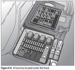 Figure 6-6: A fuse box located under the hood.