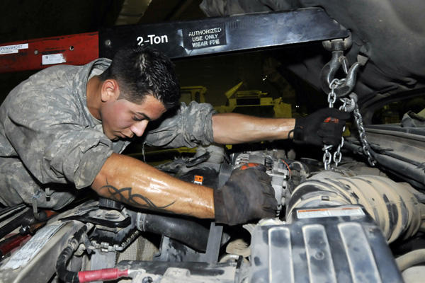 Servicemember auto engine repair.