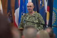 Task Force Guantanamo conducted a change of command ceremony welcoming incoming commander Rear Adm. John C. Ring and bidding farewell to outgoing commander, Rear Adm. Edward B. Cashman here, Tuesday, April 17, 2018. He was relieved of command April 27, 2019 due to loss of confidence in his ability to command. (Jerry Saslav/U.S. Army)