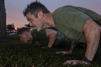 A U.S. Navy hospitalman completes the push-up portion of a recon physical assessment test (RPAT) at Camp Lejeune, N.C.