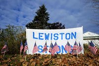 A make-shift memorial lines Main Street, Friday, Nov. 3, 2023, Lewiston, Maine