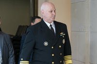 Vice Chairman of the Joint Chiefs, Adm. Christopher Grady arrives for a closed door briefing