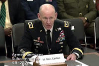 Cardon, commander of U.S. Army Cyber Command, testified on a panel during a Senate Armed Services subcommittee on emerging threats and capabilities, &quot;Military Cyber Programs and Posture,&quot; hearing, April 14, 2015. (Screen capture)