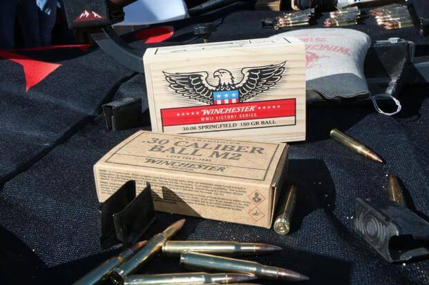 Winchester Ammunition used a vintage M1 Garand rifle at SHOT Show 2018 Range Day to showcase its new Wood Box Series of World War II ammo. (Matthew Cox/Military.com)