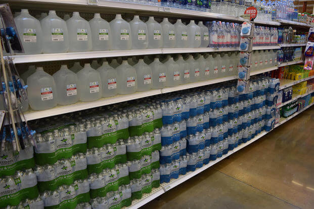 The military commissary's new Freedom's Choice brand includes a bottled water selection. (Defense Commissary Agency)