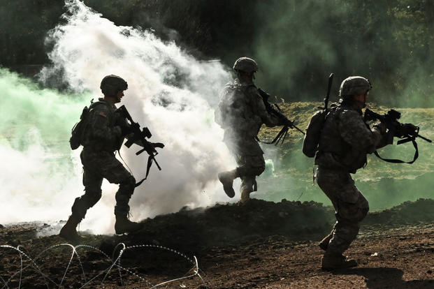 Dragoons, assigned to Bull Troop, 1st Squadron, 2nd Cavalry Regiment, participate in a live-fire exercise at Grafenwoehr Training Area located near Rose Barracks, Germany. (Photo: U.S. Army/Sgt. William Tanner)