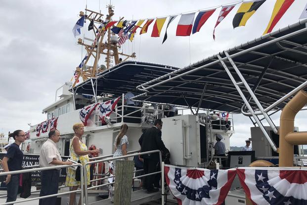 The fast-response Coast Guard cutter Nathan Bruckenthal was commissioned in Alexandria, Virginia, on July 25, 2018. (Military.com/Gina Harkins)