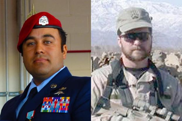 Air Force Master Sgt. Robert Gutierrez (left) and Air Force Tech. Sgt. John Chapman (right) (Air Force Photos)