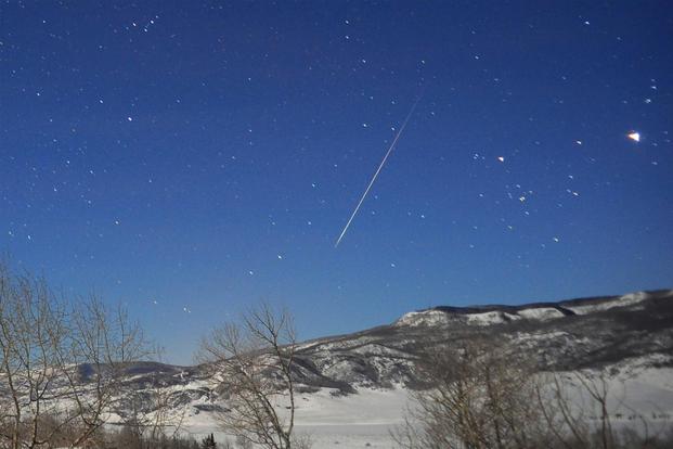 A meteor streaks through the night sky. (Photo: NASA)