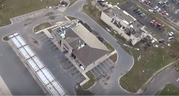 Aerial image shows destruction at Tyndall Air Force Base, Florida, after Hurricane Michael made landfall Oct. 10 and 11. (Screenshot WXChasing, via Youtube: https://www.youtube.com/channel/UCD3KREyo3IqCLBC-4khGgIw)