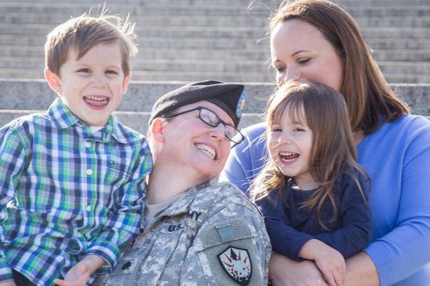 Lt. Col. Heather Mack (left) and Ashley Broadway-Mack (right) and their two children. (Photo courtesy of Ashley Broadway-Mack)