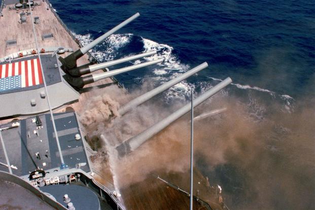 The #2 turret of the USS Iowa (BB-61) exploded on April 19, 1989, killing 47 members of the turret crew. (U.S. Navy/ LT. Thomas Jarrell)
