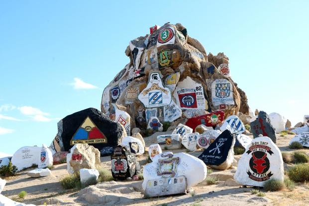 Combat units who have rotated through the National Training Center at Fort Irwin, California have been painting their unit insignias on boulders at Painted Rocks since 1981. (Matthew Cox/Military.com)