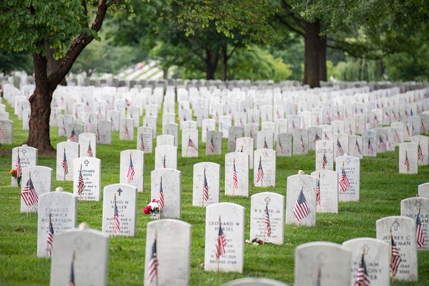 Family, friends, and visitors honor the fallen in Section 60 of Arlington National Cemetery, Arlington, Virginia, May 26, 2019. Every year over Memorial Day weekend, over 142,000 visitors come to Arlington National Cemetery to honor those who are laid to rest in these hallowed grounds. (U.S. Army photo/Elizabeth Fraser)