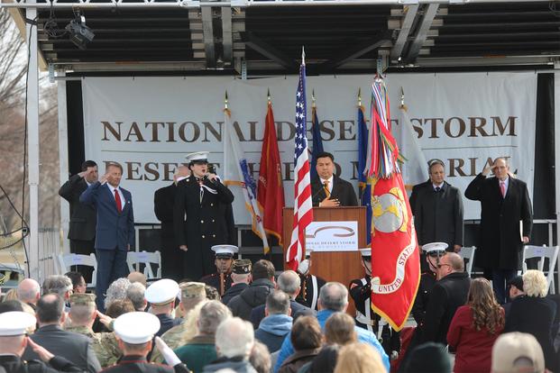 On Feb. 26, 2019, the U.S. Marine Band participated in the National Desert Storm and Desert Shield Memorial site dedication ceremony, located on the National Mall. (U.S. Marine Corps/Master Sgt. Amanda Simmons)