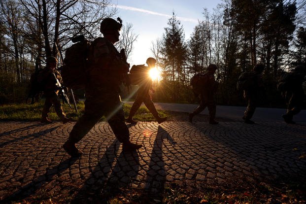 U.S. Soldiers assigned to 554th Military Police Company train in Boeblingen, Germany. (U.S. Army/ Jason D. Johnston)