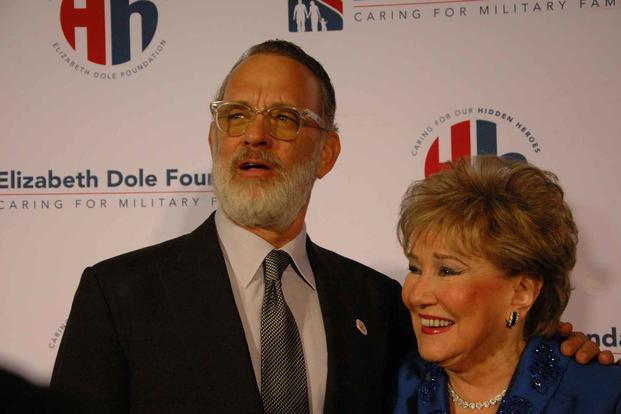 Former Senator Elizabeth Dole asked actor Tom Hanks to be Hidden Heroes chairman in 2016 to help raise awareness of the challenges 5.5 million military caregivers face everyday, like financial troubles or depression. (Dorothy Mills-Gregg/Military.com)
