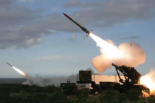 The Army test fires a Patriot missile in a photo dated March 27, 2019. The Patriot missile system is a ground-based, mobile missile defense interceptor deployed by the United States to detect, track and engage unmanned aerial vehicles, cruise missiles, and short-range and tactical ballistic missiles. (U.S. Army photo by Jason Cutshaw)
