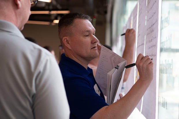 Airmen participate in the Defense Executive Technology Entrepreneur Course hosted by AFWERX and Dcode in Austin, Texas. (U.S. Air Force/Jordyn Fetter)