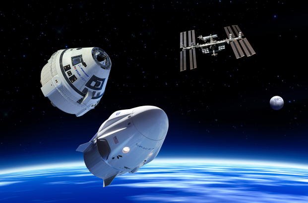 Illustration of the Boeing Starliner and SpaceX capsule. (Via Nasa.gov)