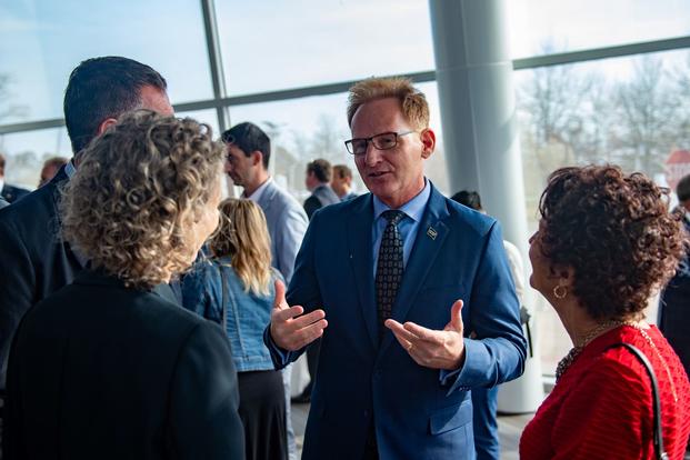The Honorable Thomas Modly meets with business leaders at the Hampton Roads Chamber of Commerce.
