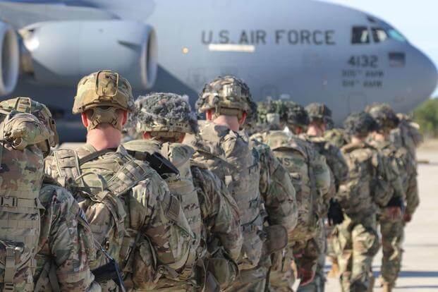 82nd Airborne Division paratroopers deploy to Middle East.
