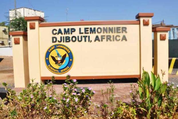 Sign outside Camp Lemonnier, Djibouti. (Defense Logistics Agency)