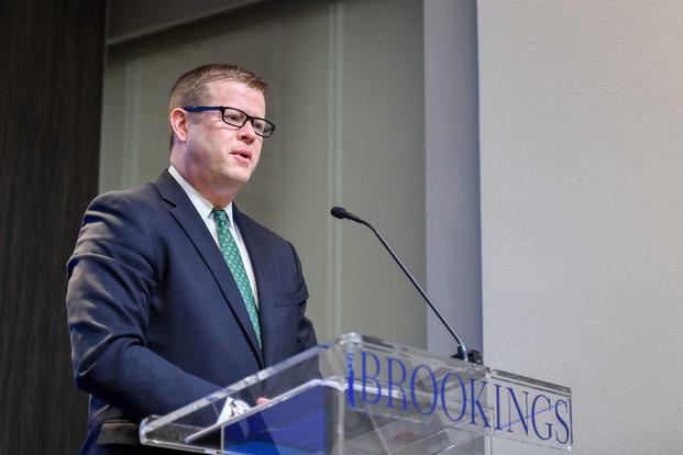 Secretary of the Army Ryan McCarthy speaks at the Brookings Institution.