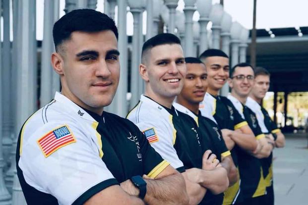  Casa Grande Recruiting Station, Tucson Recruiting Company, poses in a photo for the Army Esports team.