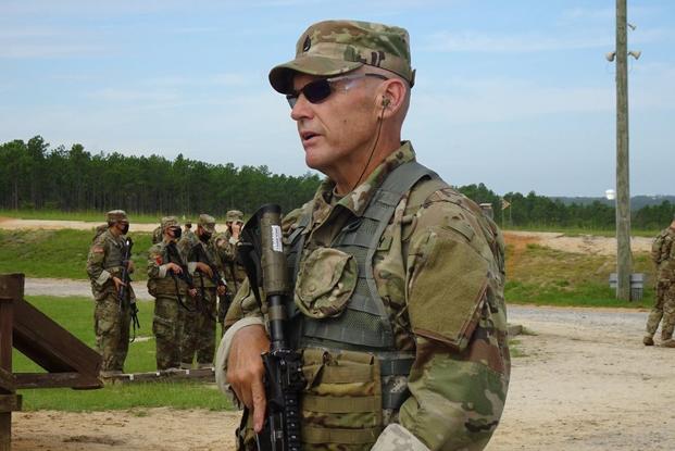 Staff Sgt. Monte Gould, 59, recently graduated from the Army's Basic Combat Training Course.