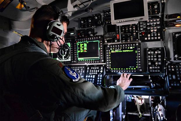 B-1B functional check flight pilot evaluates critical aircraft systems.