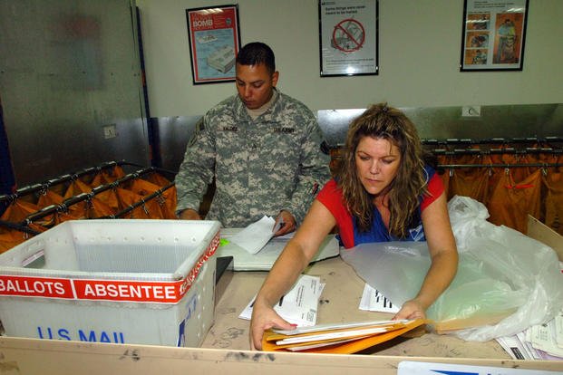 outgoing absentee ballots at Camp Arifjan, Kuwait