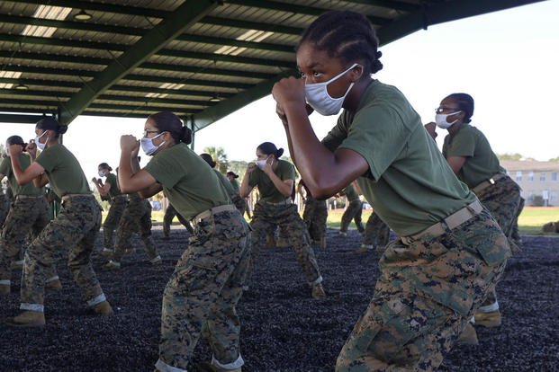 female Marines at Marine Corps Recruit Depot Parris Island