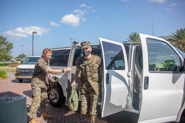 Gen. Gary L. Thomas, the assistant commandant of the Marine Corps, arrives for a tour in New Orleans